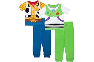 Disney Boys' 4-piece Snug-fit Cotton Pajama Set, Soft & Cute for Kids, Comfortable Nightwear