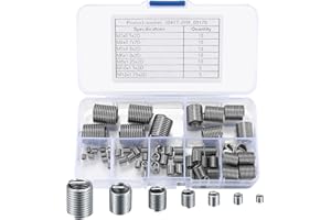 BAYIDUN 60 Pcs Thread Repair Kit - Metric M3 M4 M5 M6 M8 M10 M12 Wire Screw Inserts Assortment, Stainless Steel Helical Type Coiled Thread Repair Sleeve