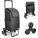 KEDSUM 2-in-1 Stair Climbing Grocery Cart, 300LB Shopping Cart, Black | 60L Capacity, Removable Waterproof Bag, Compact Folding, for Groceries and Laundry