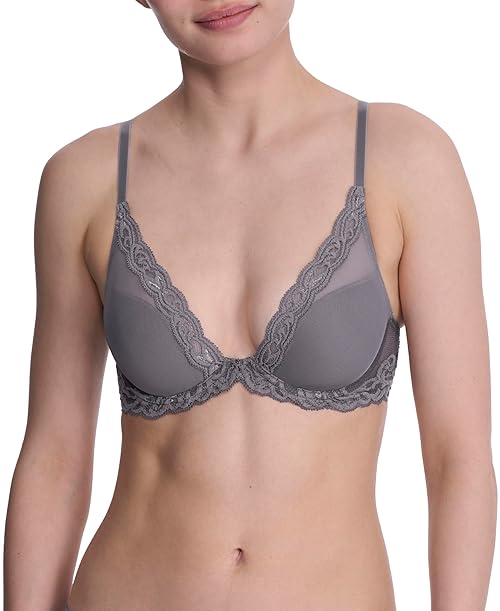 Natori Women's Feathers Contour Plunge Bra 730023, Nickel
