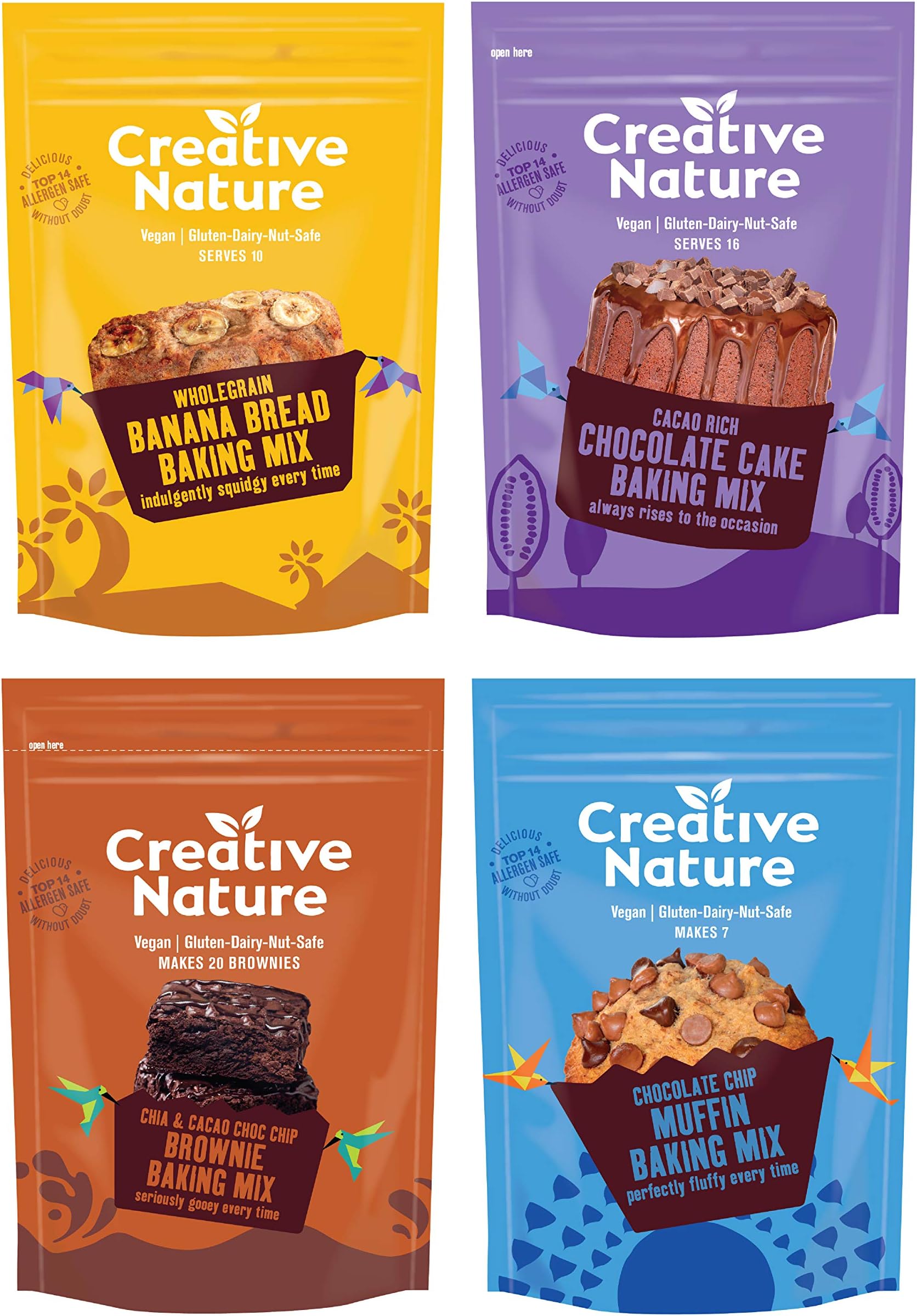 Creative Nature Vegan and Gluten Free Baking Mixes Value Bundle - 4 x Baking Mixes, Vegan Snacks
