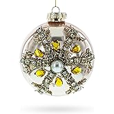 Dazzling Jeweled Star Glass Blown Ball Christmas Ornament