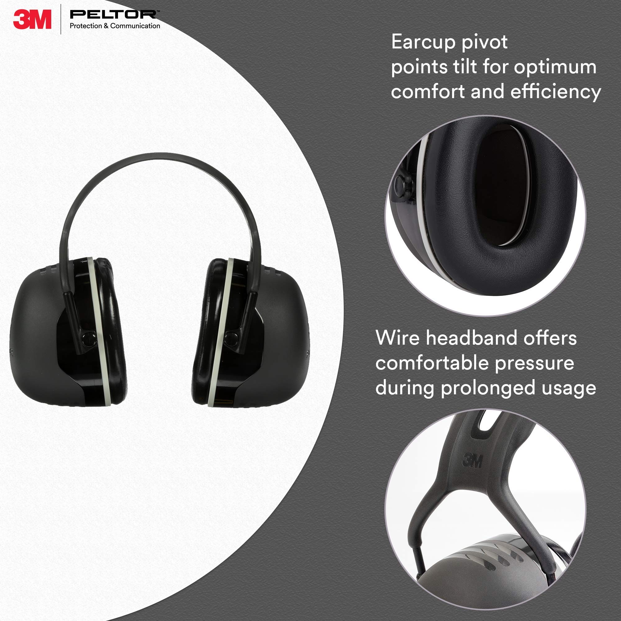 3M PELTOR X5A OvertheHead Ear Muffs, Noise Protection, NRR 31 dB