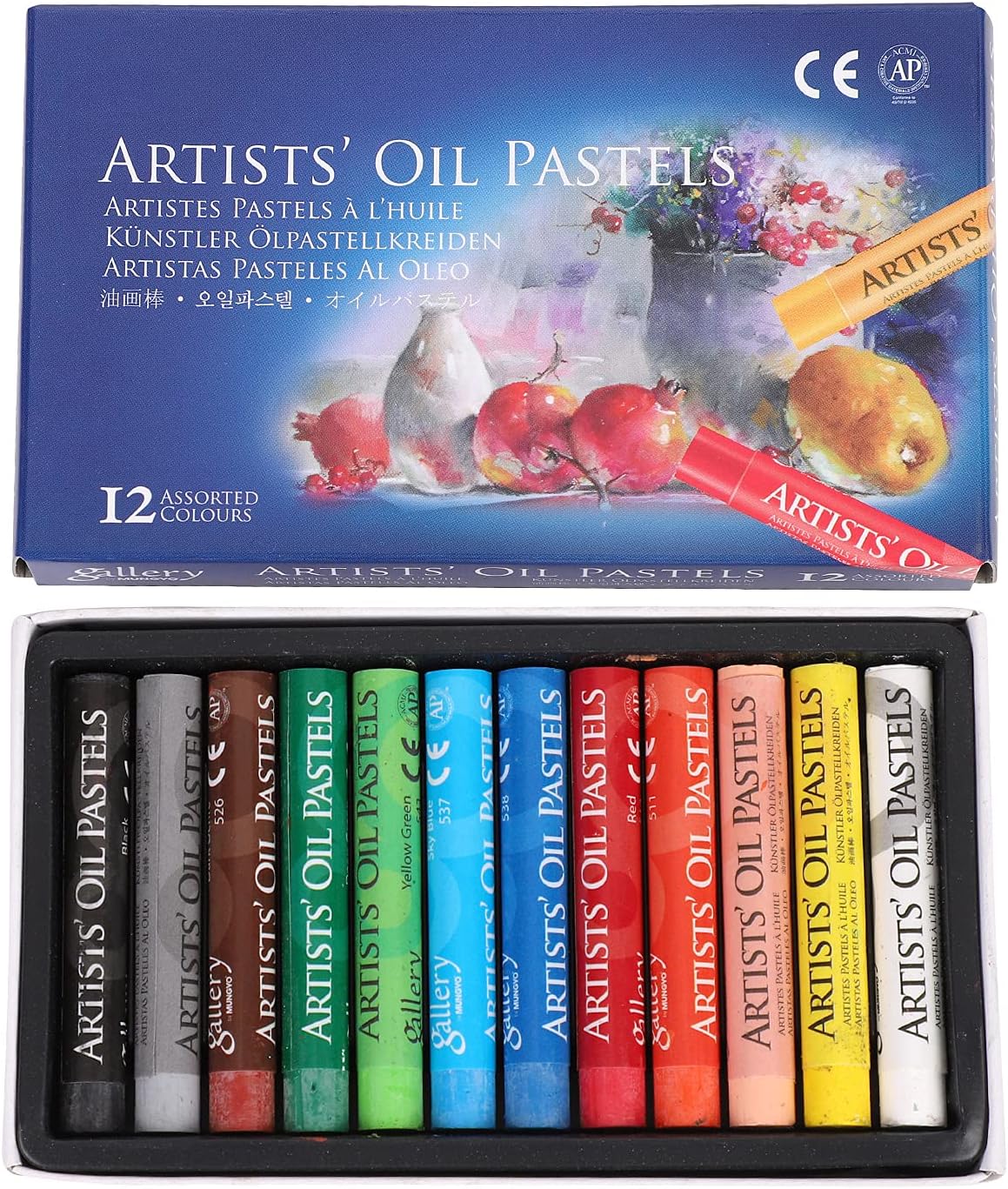 Soft Oil Pastels Cardboard Box Set of 12 Standard Assorted Colors Non