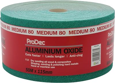 ProDec 50m Roll 80 Grit Green Aluminium Oxide Sanding Paper 115mm