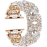 VIQIV Bling Bands for Compatible with Apple Watch 38/40/42/44/41/45/46/49mm Ultra Iwatch Series 11 10 9 8 7 6 5 4 3 SE SE2, Diamond Rhinestone Stainless Steel Metal Bracelet Wristband Strap for Women