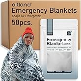 Altland 50 Pack of Emergency Blankets - Bulk Heat Reflective Blankets for Winter Survival Kits, Disaster Preparedness, Cold Weather Camping, and Homeless Care Packages