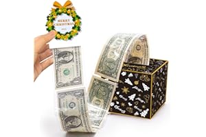 DTESL Happy Birthday Day Money Box for Cash Gift Pull,Money Gift Boxes for Cash,Money Box for Cash Gift Black & Gold Money Holder for Cash with Pull Out Card DIY Set Surprise Birthday Gift Box
