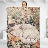 dhakalrlde Sleeping Cat Throw Blanket - Soft Plush Flannel Blanket, Lightweight, Comfy, Warm, Fuzzy, Anti-Pilling for Sofa, Bedroom, Bed, Outdoor Blanket for Men Boy 50in×60in