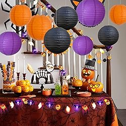BEISHIDA 12Pcs Orange Purple Black Paper Lanterns