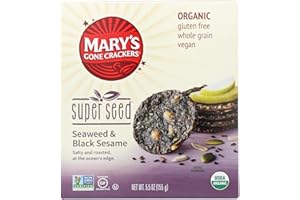 Mary's Gone Crackers Super Seed Seaweed & Black Sesame, 5.5 oz, (6-Pack, 6 x 5.5 oz. box)