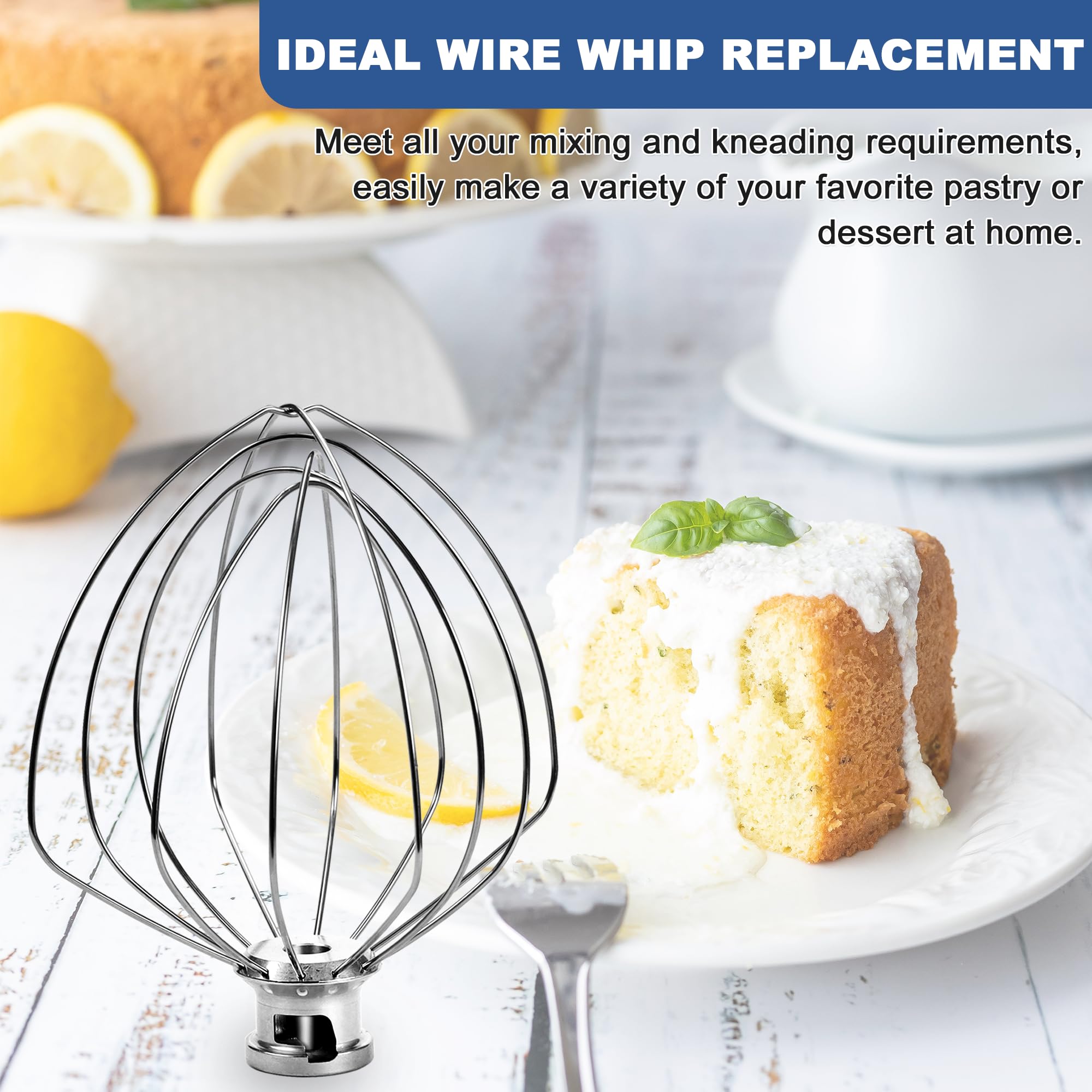 Whisk Attachment for Kitchen Aid 6 Qt Bowl-Lift Stand Mixer, Stainless Steel 6-Wire,Replace KN256WW,for Professional 6 & 600, KD26,KP26,KL26,KT26,KV25 by TOMOON