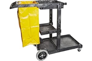 IMPACT PRODUCTS Impact 6850 Janitor's Cart with 25-Gallon Yellow Vinyl Bag, Polyethylene, 48" Length x 20-1/2" Width x 38" Height, Gray