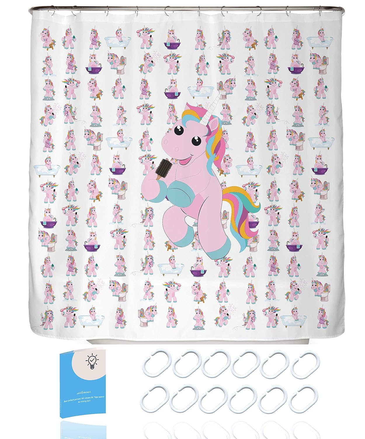Arteneur Unicorn Anti Mould Anti Bacterial Shower Curtain B075S12RVT