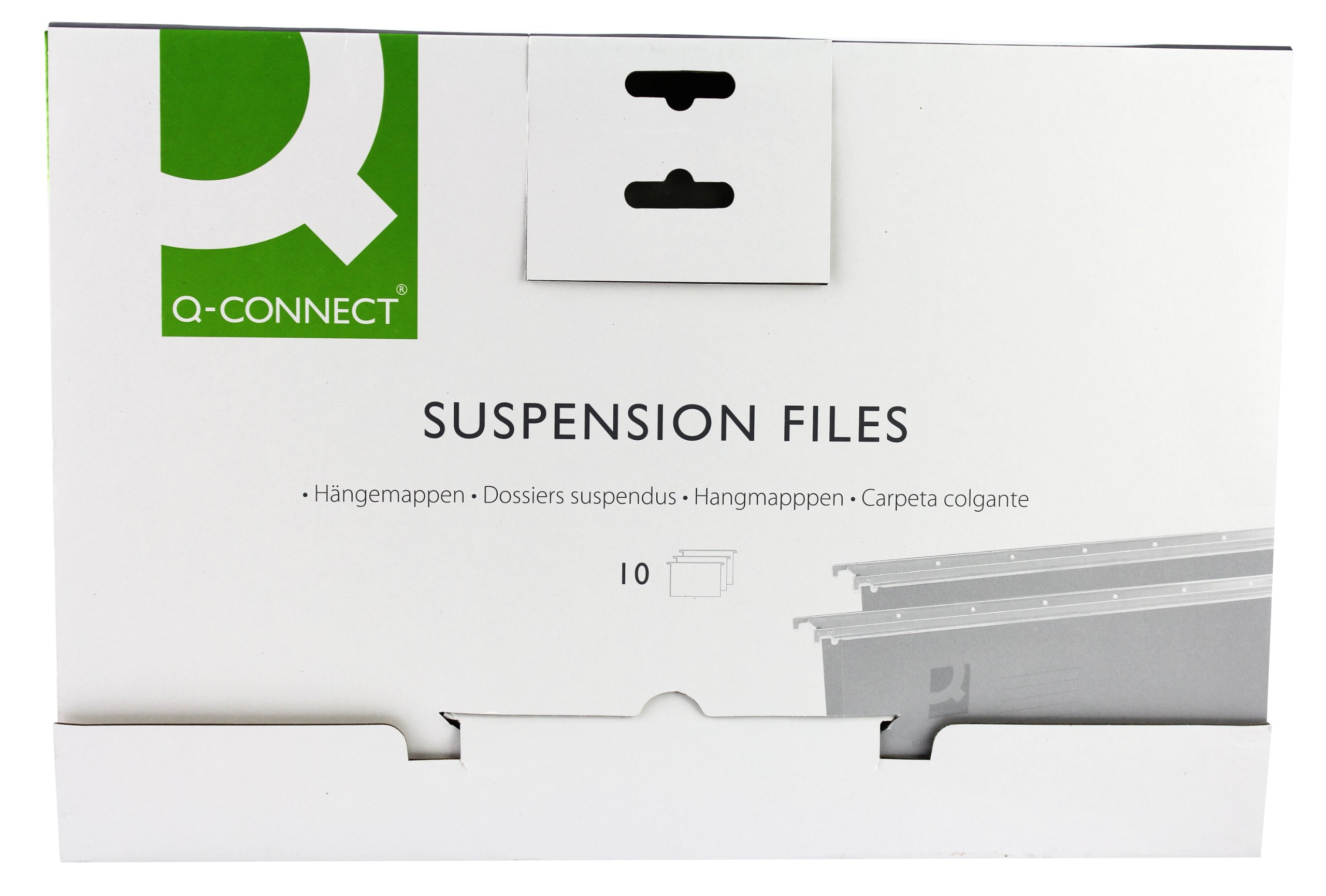 Q-Connect Tabbed Foolscap Suspension File (Pack of 10), green - Packaging may vary.