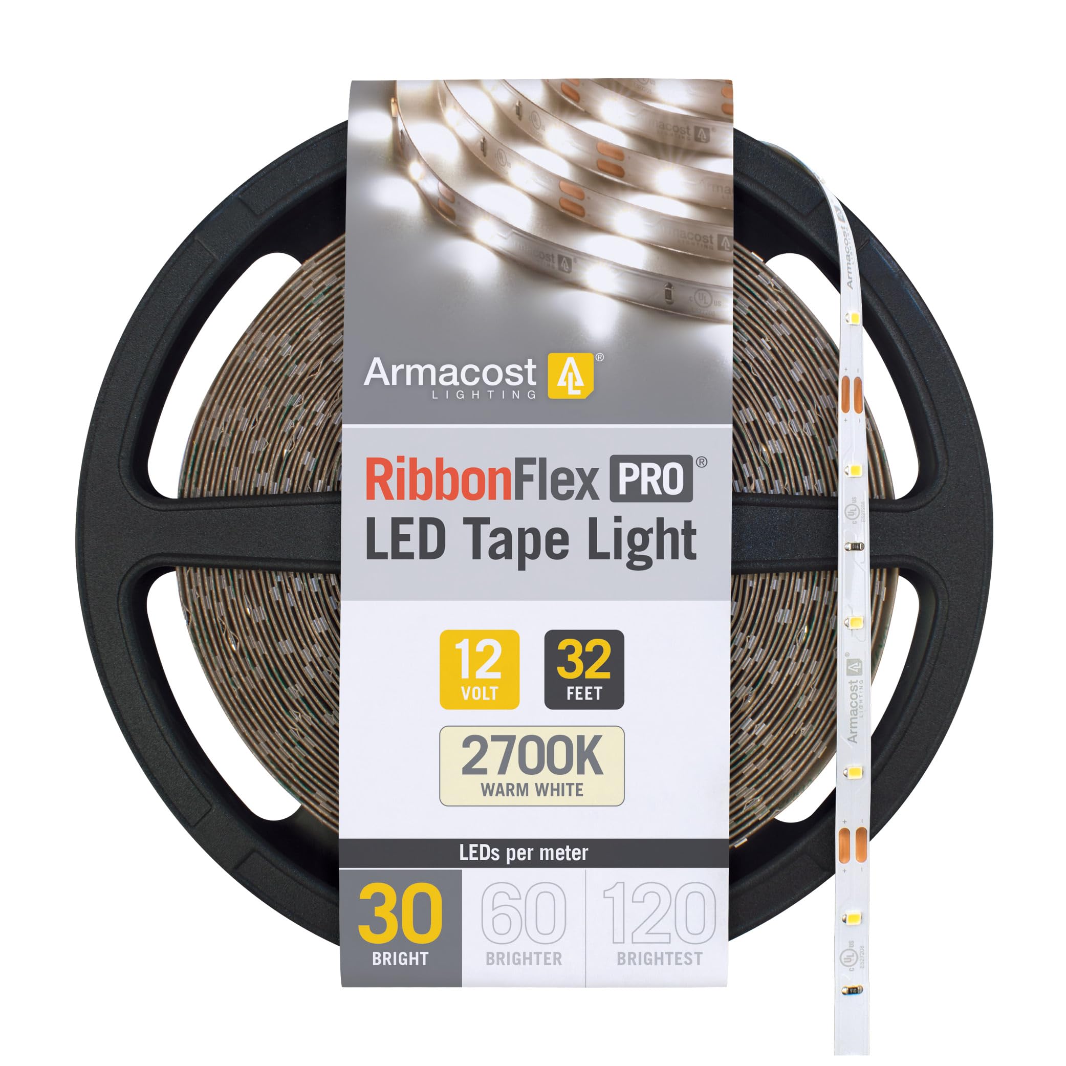 Armacost Lighting RibbonFlex Pro 12V White LED Strip Lights 30 LED/m, 2700K, 32.8 ft 131250 Image