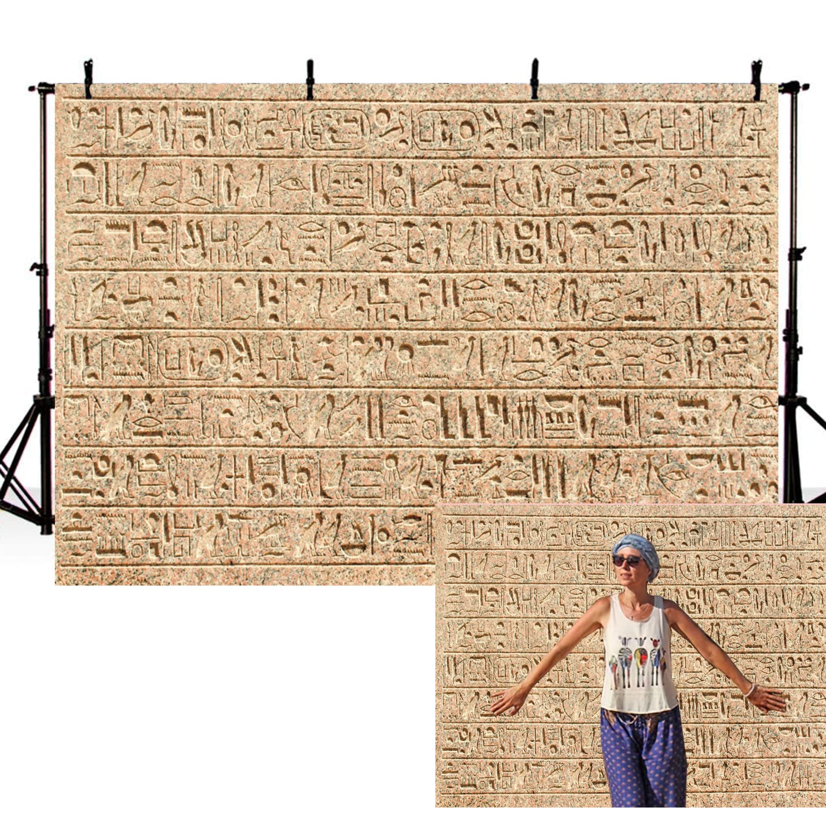 Photo 1 of 7x5ft Egypt Hieroglyphs Backdrop Ancient Egyptians Civilization Photography Background Egyptian Art Photos Archaeology History Course Photo Shoot History Culture Mural Travel Backdrop Props