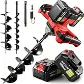 Keoslpy 42V Cordless Auger Post Hole Digger, Post Hole Auger with 3" &amp; 6" Drill Bits + Extension Rod, 2 Batteries, Electric Earth Auger for Fence Post Farm Garden Planting, 6-Speed, Forward/Reverse
