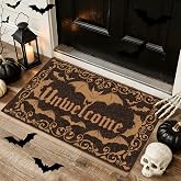 GXBKY Halloween Unwelcome Door Mat, Gothic Dark Bat Doormat Indoor Outdoor | Halloween Welcome Door Mat, Artificial Coir Gothic Bat Spooky Rugs for Front Door Porch Entrance Decor, 17