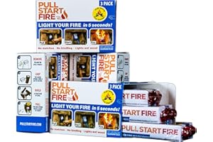 Pull Start Fire Pull String Firestarter | No Matches Required, Fire Starts in Seconds | for Campfires, Grill, Fireplace, BBQ | Lights Wet Wood, Easy to Use, Food Safe and Weather Resistant
