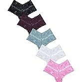 Knowyou Women's Underwear Sexy V-Waist Shorts Underwear for Women Lace High Waist Cheeky Panties 5/10 Pack
