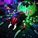 11FT Halloween Inflatables Giant Spider Blow Ups Outdoor Decor Yard Lawn | Built-in LEDs with Rotating Colorful Light and Glowing Eyes for Halloween Yard Party Lawn Garden Holiday Outside Decoration
