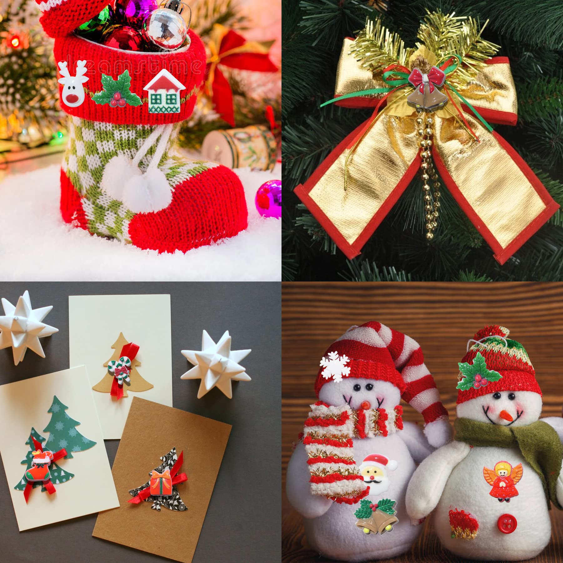 Christmas Resin Charms for Crafts,100 Pcs Flatback Slime Charm Beads Miniature Ornaments for Christmas Embellishments,Craft Supplies and Mini Christmas Decorations