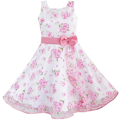 Sunboree Mädchen Kleid 3 Schichten Rosa Blume Welle Festzug Hochzeit