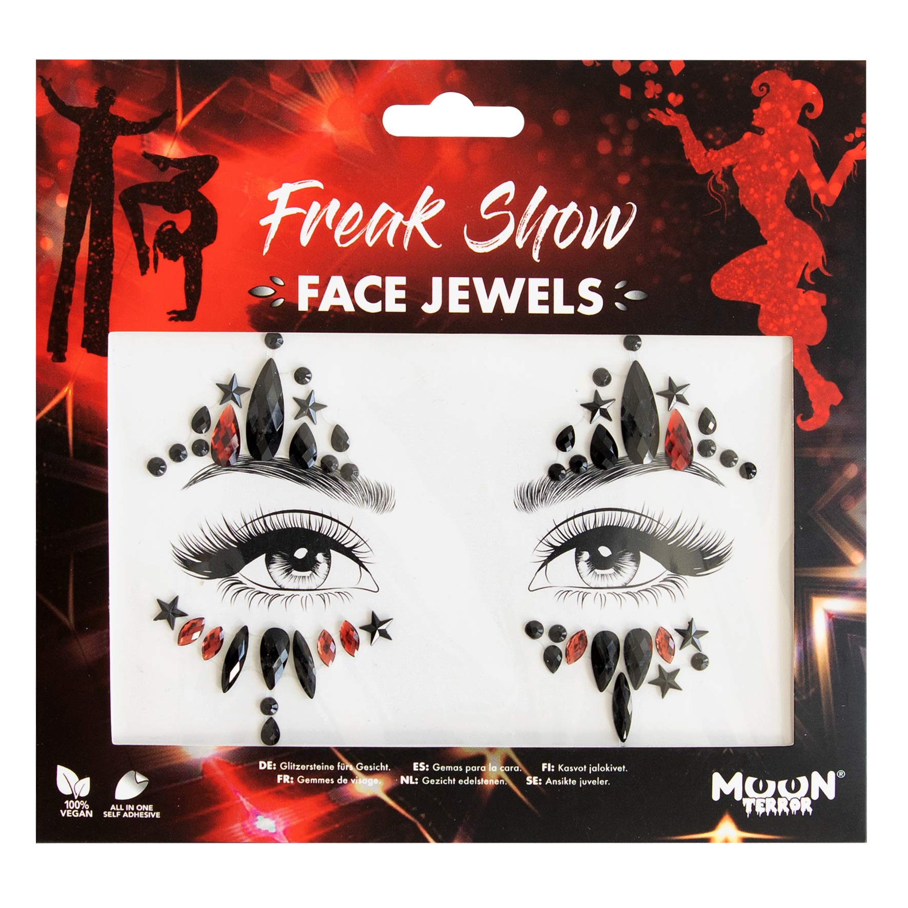 Face Jewels by Moon Terror | Freak Show | Festival Face Body Gems, SFX Make up, Crystal Make up Eye Glitter Stickers, Temporary Tattoo Jewels, Special Effects Make up