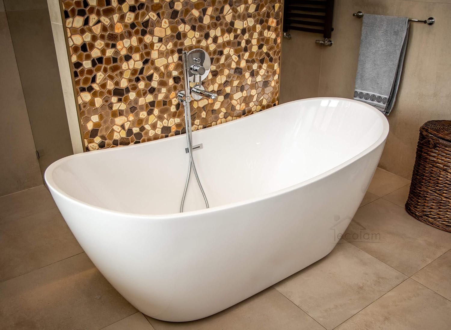 ECOLAM exklusive freistehende Badewanne Standbadewanne moderne Wanne