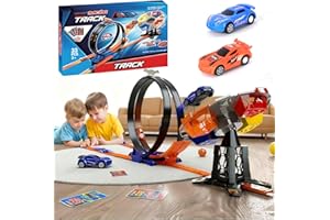 BEFANS Race Track Sets, Two-Player Competitive Car Race Track Toys for Kids, 2 High Speed Race Cars, 360° Loop Track Car Toys for Boy Girls Christmas Birthday Gift (B Race Car Set)