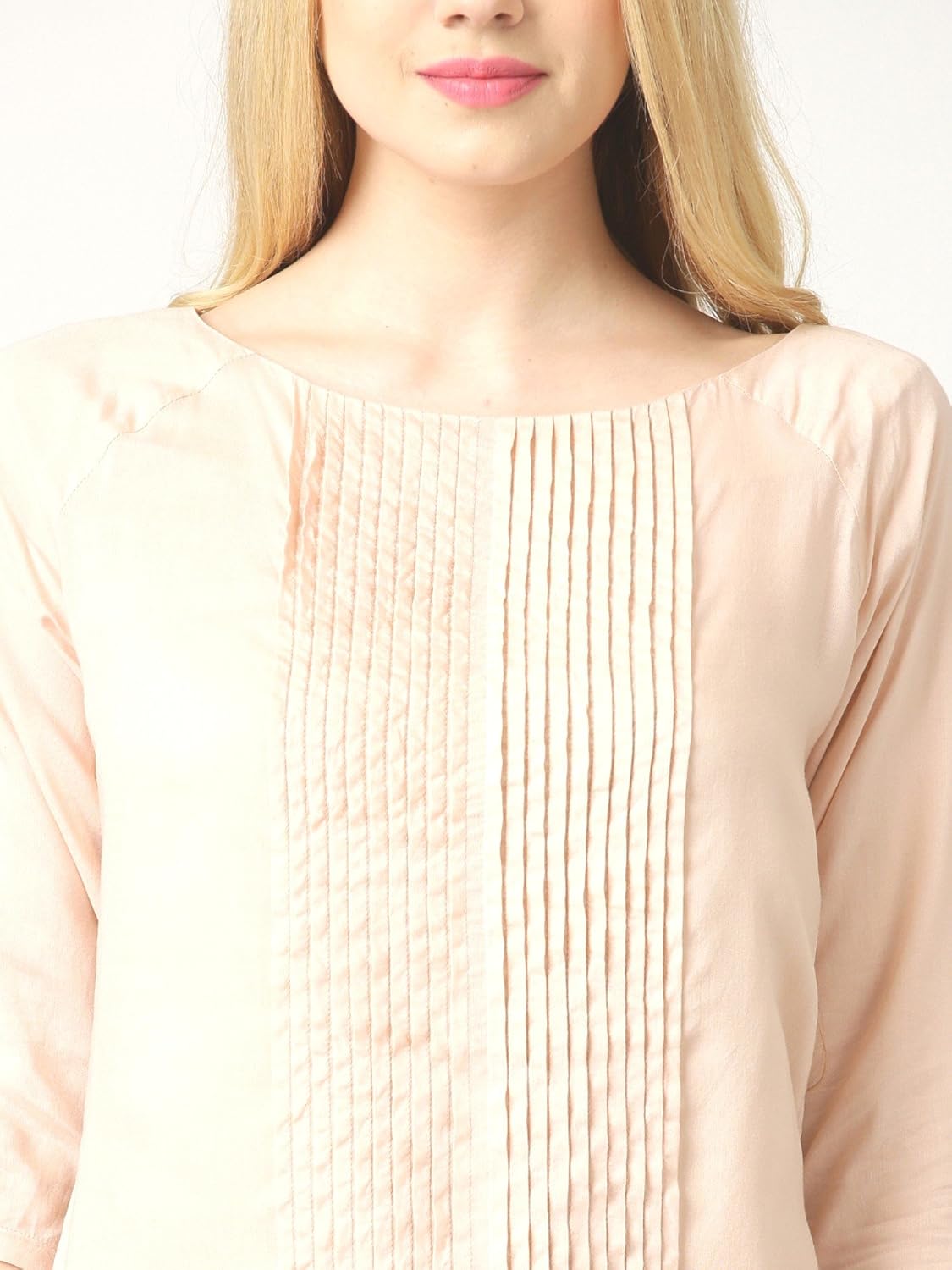 marie claire peach-coloured tuck detail top (mc10064)
