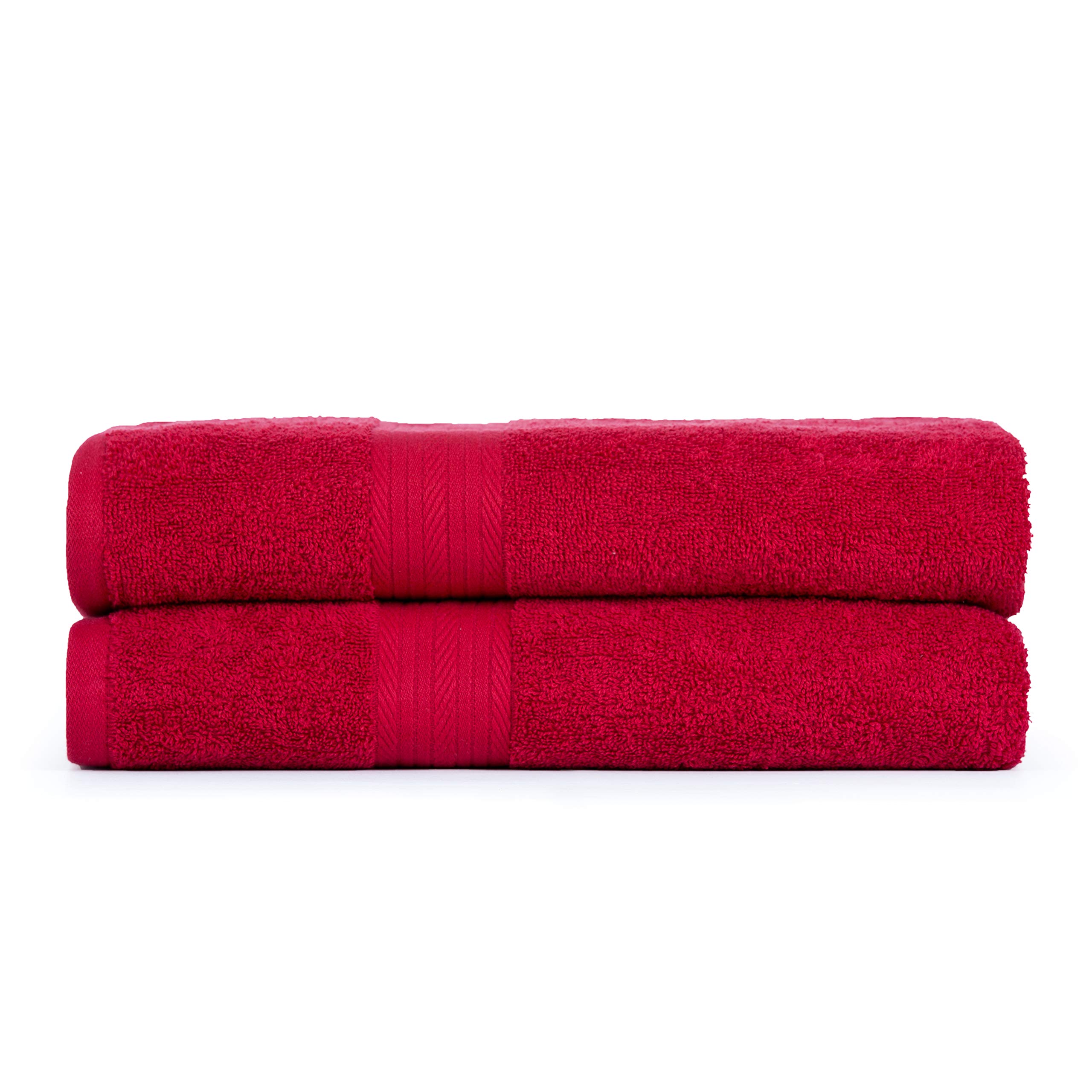 Ample Decor 100% Cotton Hand Towel Set of 2 – 46x72 cm, 600 GSM, Super Absorbent & Quick Dry, Ideal for Bathroom, Spa, Gym & Hotel –Red