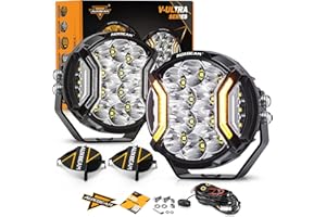 Auxbeam 5In V-Ultra Series 172W LED Light Pods, Offroad Round Driving Light with Amber DRL, 270° Wide Range Super Bright Side