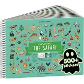 Cupkin Safari Animals Coloring &amp; Sticker Activity Book | 500+ Stickers | Spiral-bound kids craft format with 12 scenes, 12 art pages, side-by-side viewing, and an easy-peel design for ages 2&ndash;8