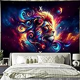 Leo Tapestry Wall Hanging Zodiac Sign Decoration Aesthetic for Bedroom Living Room Dormitory Suitable for Teen Boy and Girl Who Like Astrology 59x51 Inches