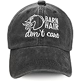 Barn Hair Don't Care Hat,Horse Lover Gifts for Women Girls, Country Girl Gifts for Cowgirl, Embroidered Adjustable Cotton Baseball Cap, Horse Gifts for Women, Horse Hat Gifts for Barn Farm Outdoor