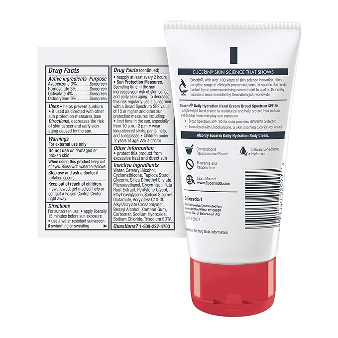 eucerin daily hydration broad spectrum spf 30 hand cream 2.7 oz