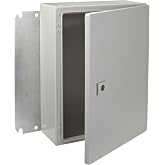 Rittal 8017529 Light Grey 16 Gauge Steel Single Door Hinge Cover Wallmount Enclosure, 12" Width x 16" Height x 6" Depth