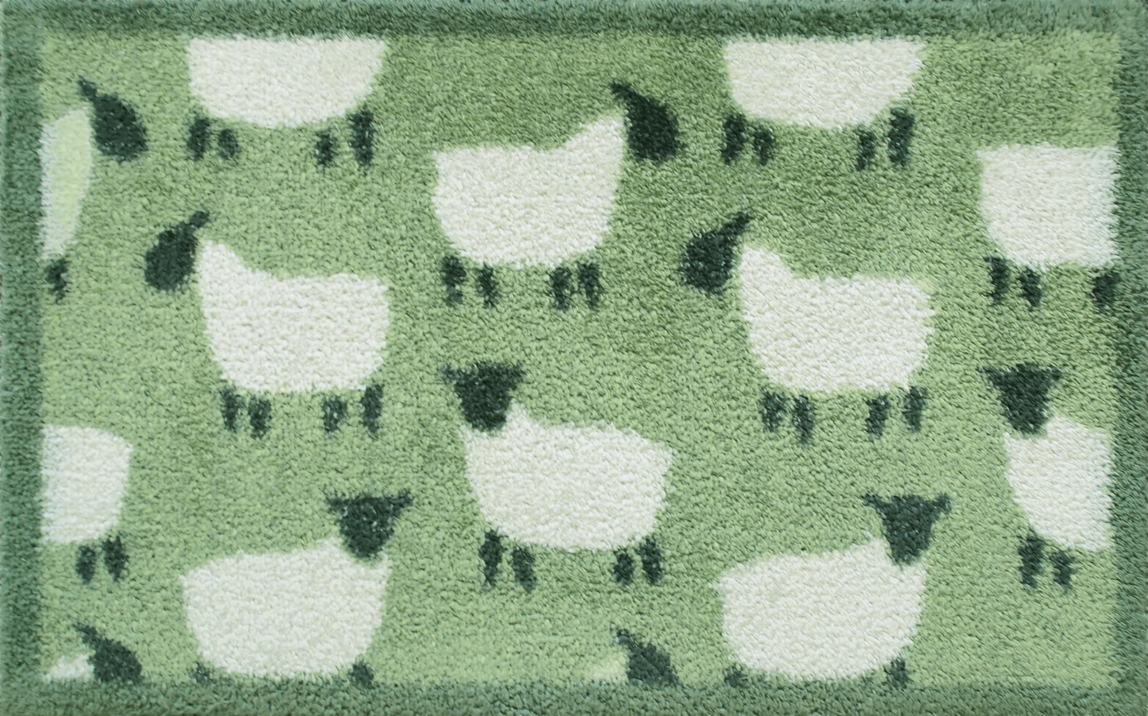 Turtle Mat Sheep Green 40x60cm, inside and outside, washable, with multi-grip backing, green