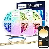 GIDERWEL 32.8ft ZigBee RGBW LED Strip Lights Smart Dimmable Kit with ZigBee 3.0 Controller,Work with Hub Bridge Echo Plus for APP/Alexa Voice Control RGB Warm White RGBWW LightStrip Ambiance Lighting