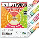 40 Sticks Low Sodium Sugar Free &amp; 0 Calorie Electrolyte Hydration Packets | Lightly Sweet Electrolyte Powder Drink Mix, Liquid Daily IV Flavors Lemon Orange Peach Grapefruit