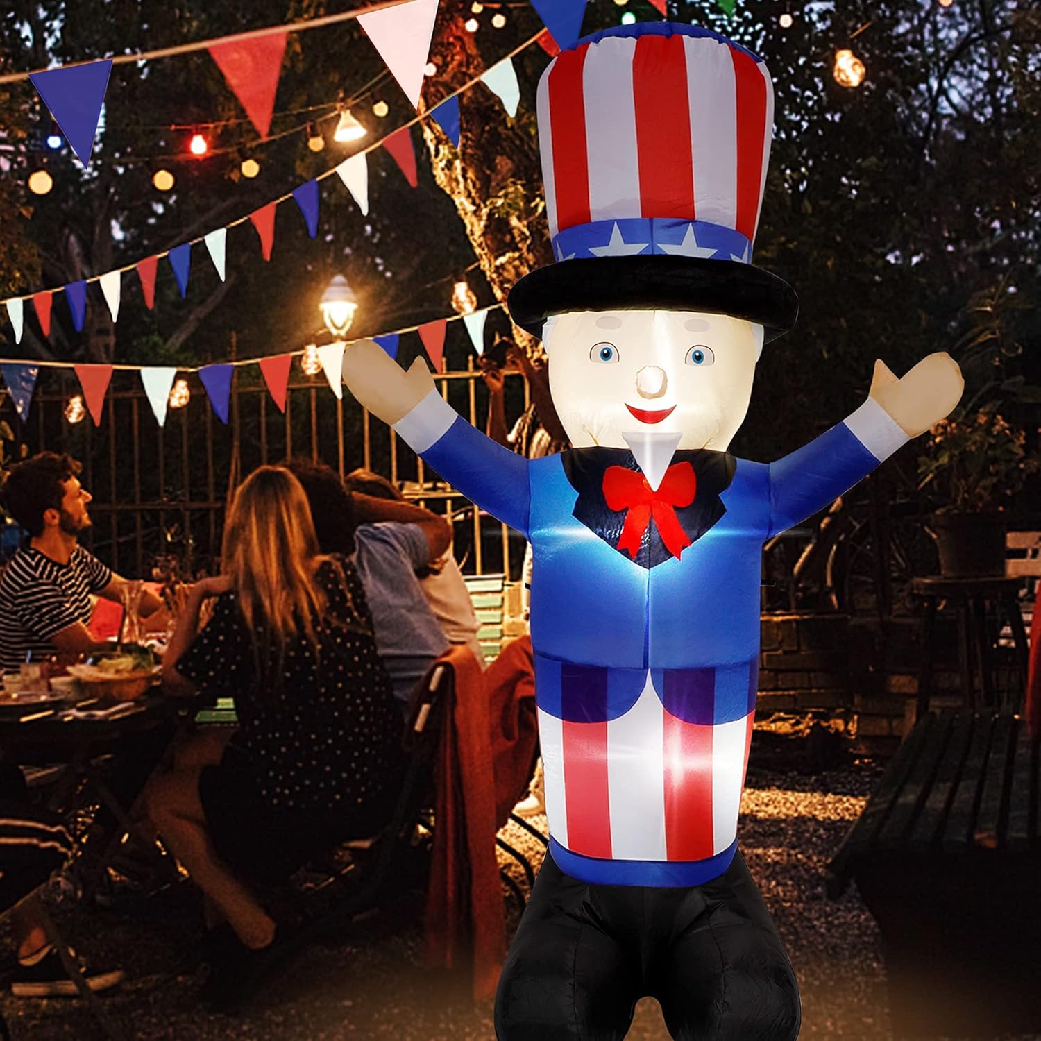 winemana 6 FT Giant Patriotic Inflatable Uncle Sam, Independence Day 4th of July Decorations, Built-in LED Lights, Perfect for Indoor Outdoor Holiday Home Celebration Garden Yard Photo Prop: Garden & Outdoor