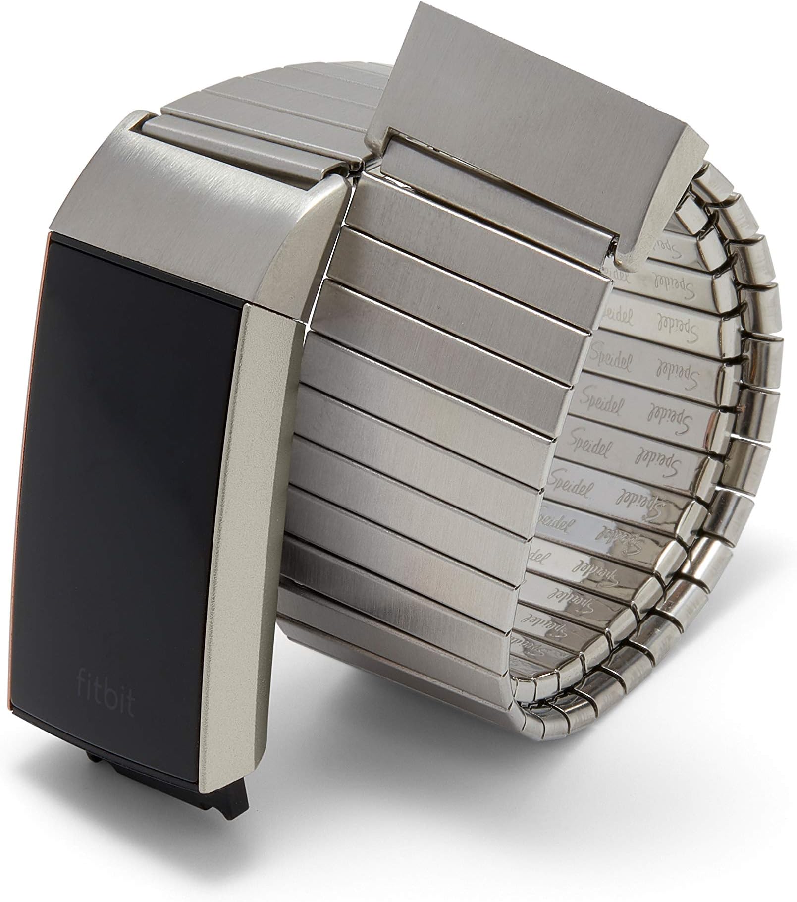 Twist-O-Flex Metal Expansion Stainless Steel Stretch Band Replacement for The Charge 3 in Brushed Silver and Black by Speidel