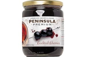 Peninsula Premium Cocktail Cherries | Award Winning | Deep Burgundy-Red | Silky Smooth, Rich Syrup | Luxe Fruit Forward, Sweet-Tart Flavor | Gourmet | American Grown & Made | 20 Oz