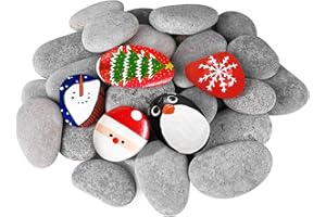 DOJOBKINB River Rocks for Painting 30 Pcs Large 2-3 Inch Flat Smooth Painting Stones Craft Rock to Paint for Kids Crafts Painting Bulk