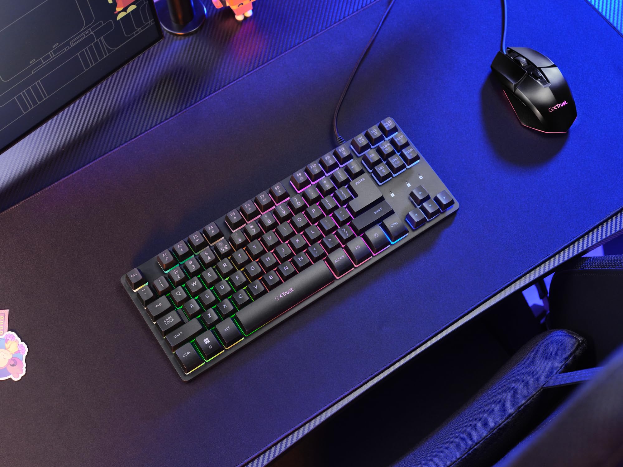 GXTrust 833 Thado TKL Tastatur Deutsches QWERTZ Layout, Kompakte 80% USB Gaming Tastatur aus Metall, Anti-Ghosting, LED-Beleuchtung, für PC Laptop Mac, Schwarz 6