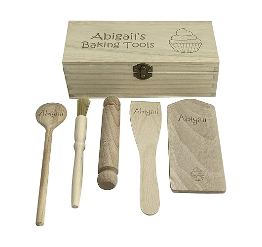 Children’s Wooden Baking Tools Gift Set Personalised Cooking Chef Baker
