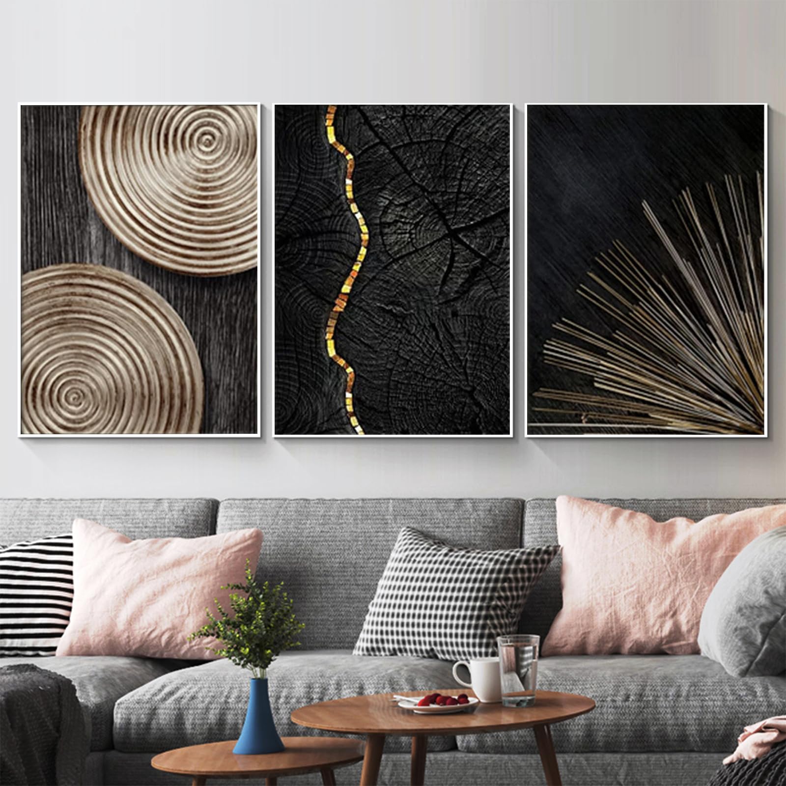 PYNVDD Canvas Poster, Modern Minimalist Abstract Wall Art, Bohemian Poster Set, Geometric Wall Decoration, No Frame (Picture, 5.30 x 40 cm x 3)