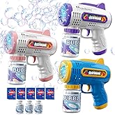 Britik 3 Pack Bubble Guns with Bubbles Solution: Automatic Bubble Maker Machine for Boys Girls, Bubble Guns Outdoor Toys for Toddlers, Party, Wedding Birthday Gifts for Ages 3 4 5 6 7 8 Year Old Kid
